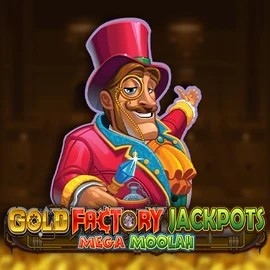 Gold Factory Jackpots Mega Moolah logo by Aurum Signature Studios Spinfin Casino